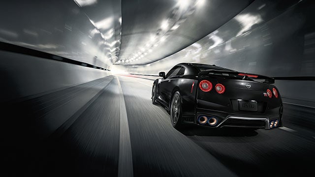 2023 Nissan GT-R seen from behind driving through a tunnel | Alan Webb Nissan in Vancouver WA