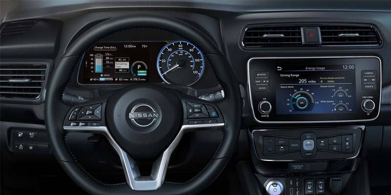 digital dashboard and infotainment system of a 2024 nissan leaf
