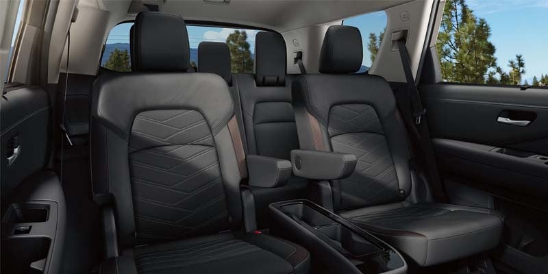 right hand view of second and third row backseats of the 2024 nissan pathfinder
