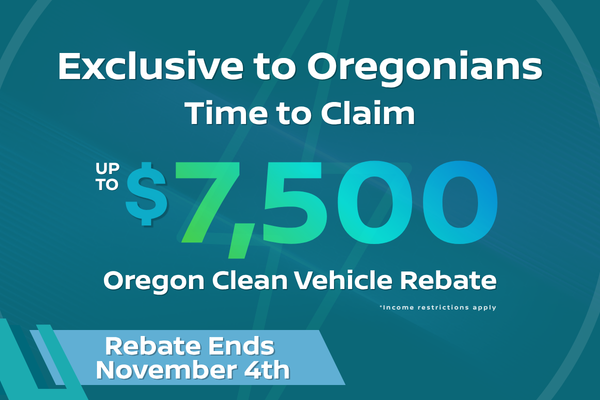 Oregon Clean Vehicle Rebate, save $7500
